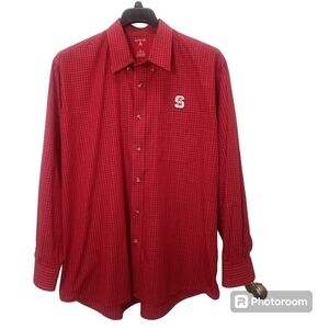Antigua North Carolina State Windowpane Plaid Button Down Shirt Size XL